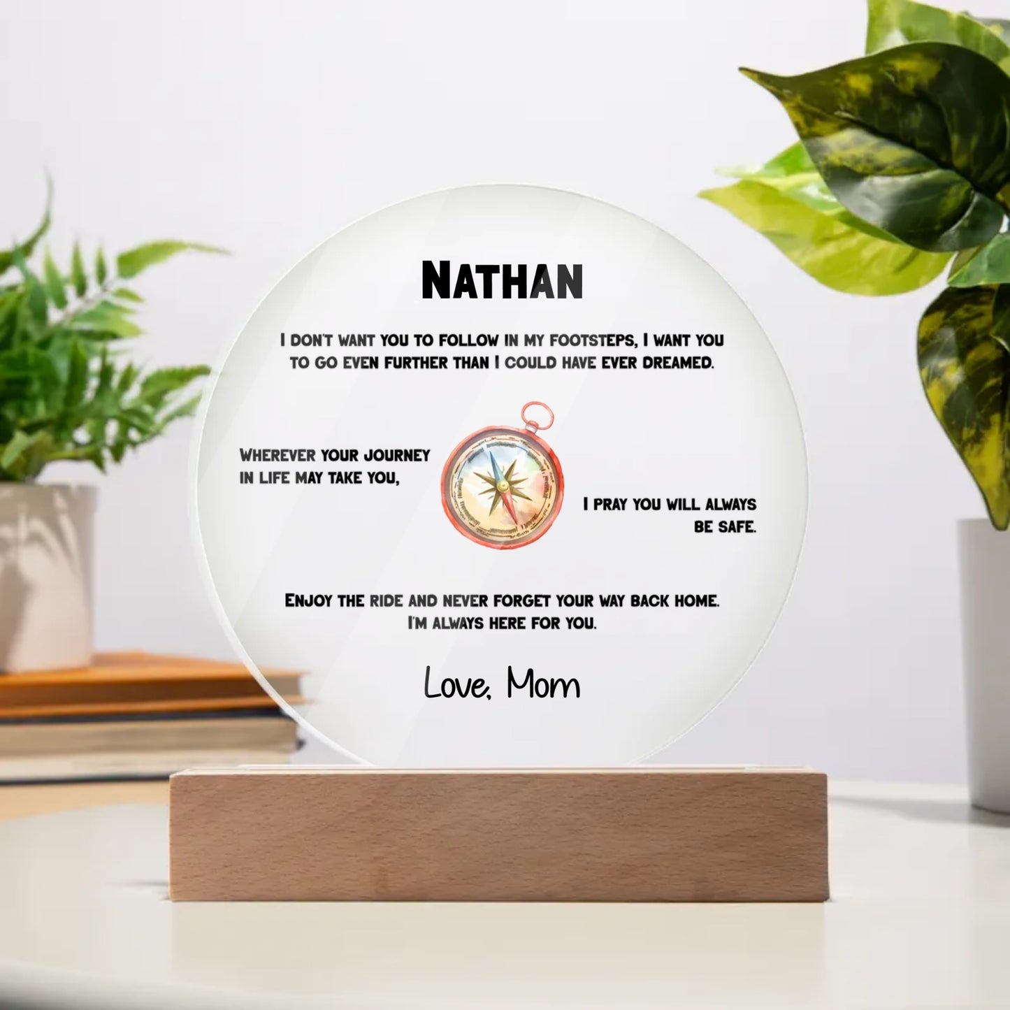 Customized Go Further Circle Acrylic Plaque